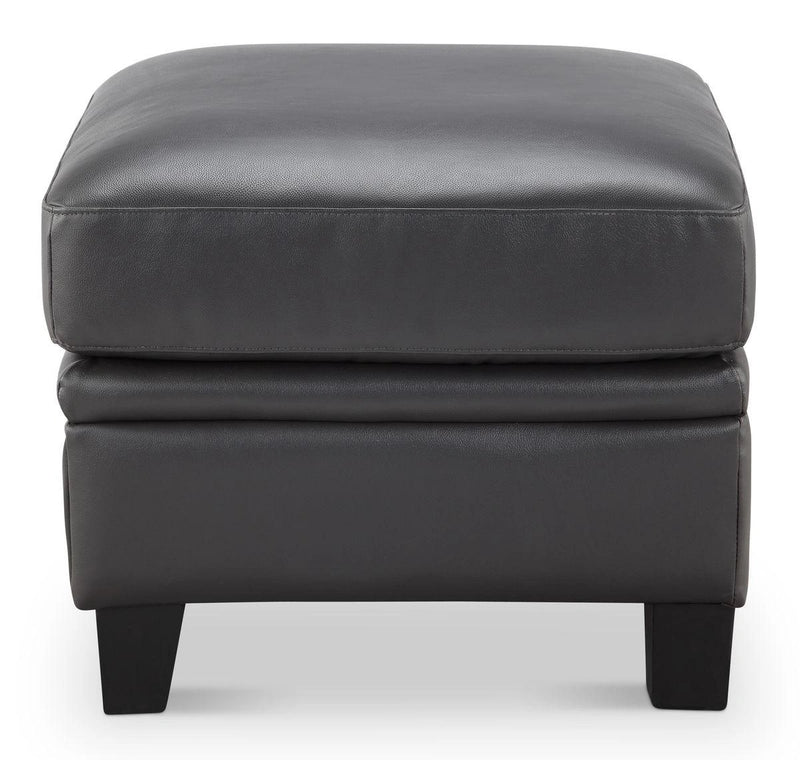 Leather Italia USA Cambria - Fletcher Ottoman in Charcoal