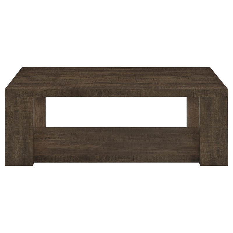 Pavone Open-Shelf Coffee and End Table Set - Dark Rustic Mango 2-Piece Set