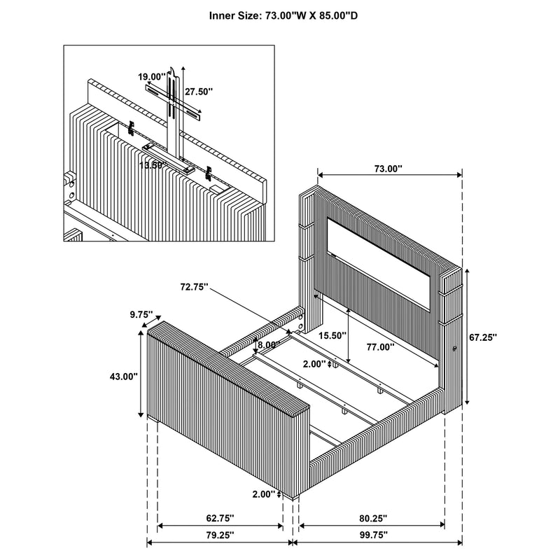 Tisdall Wingback TV Bed with Flame Visualizer