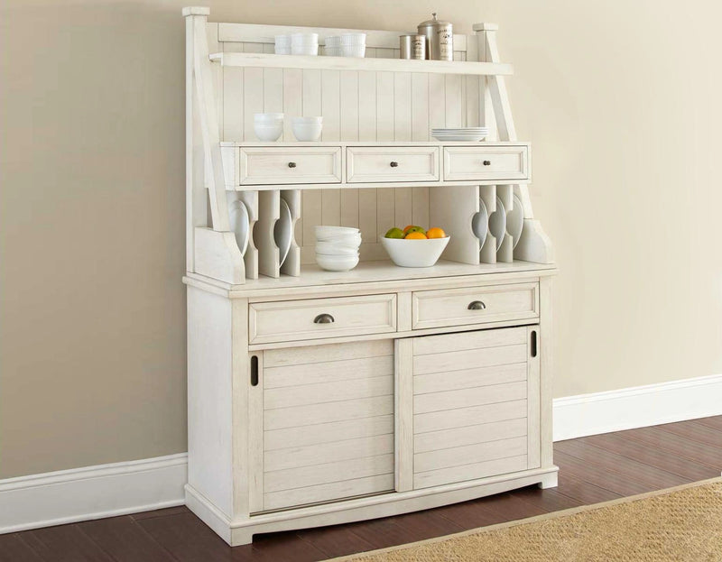 Steve Silver Cayla Buffet and Hutch in Antiqued White