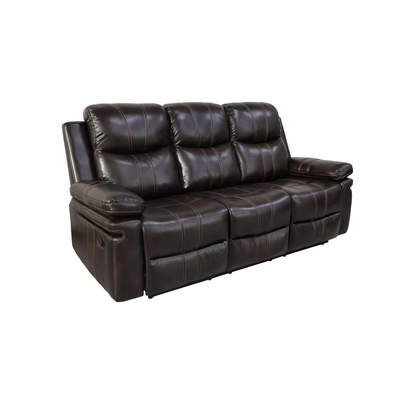 Kellen Sofa W/Dual Recliner & Drop Down Tray-Brown