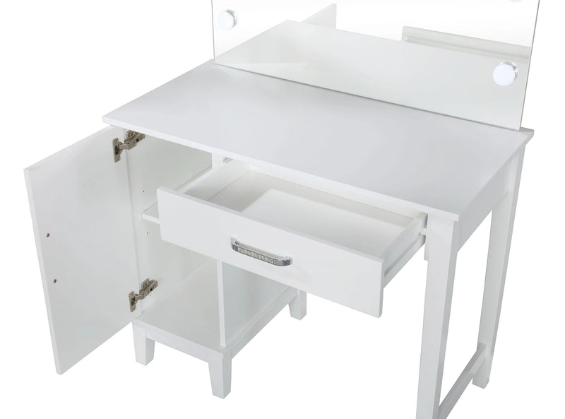 Elijah Makeup Vanity Table with LED Mirror and Stool Set