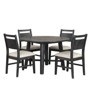 Sable Crest 5 Piece Round Dining Table & 4 Chairs-Black