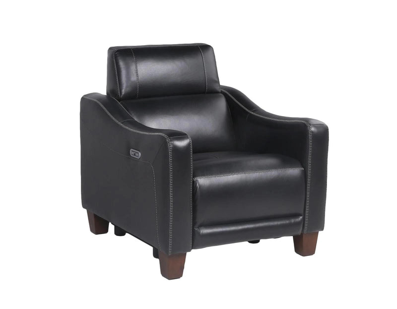 Steve Silver Giorno Dual Power Leather Recliner in Midnight