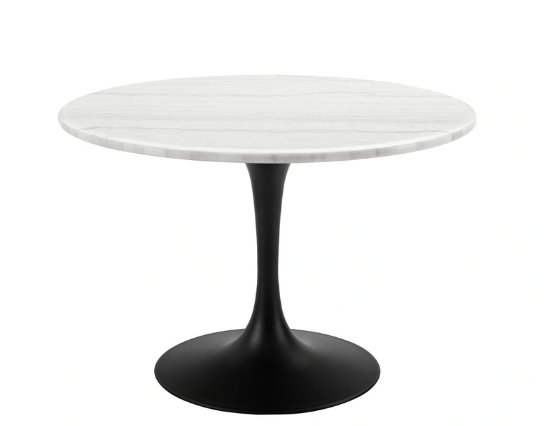 Steve Silver Colfax Round White Marble Top Dining Table in Black