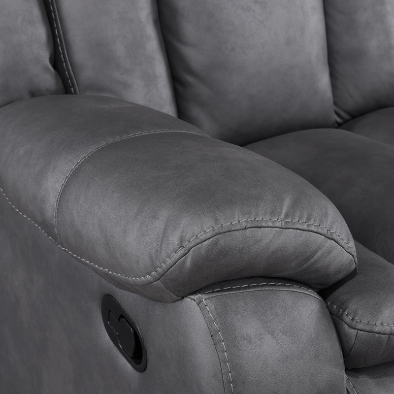Morello Console Loveseat W/ Dual Recliners-Gray