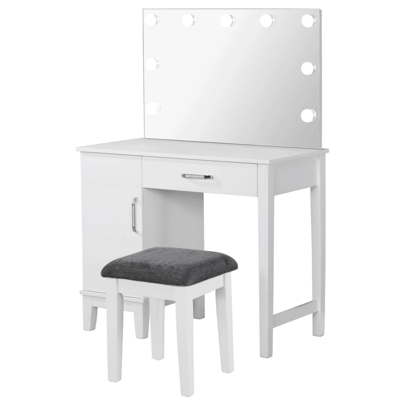 Elijah Makeup Vanity Table with LED Mirror and Stool Set