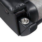 Nikko Console Loveseat W/ Dual Recliners-Black/Gray