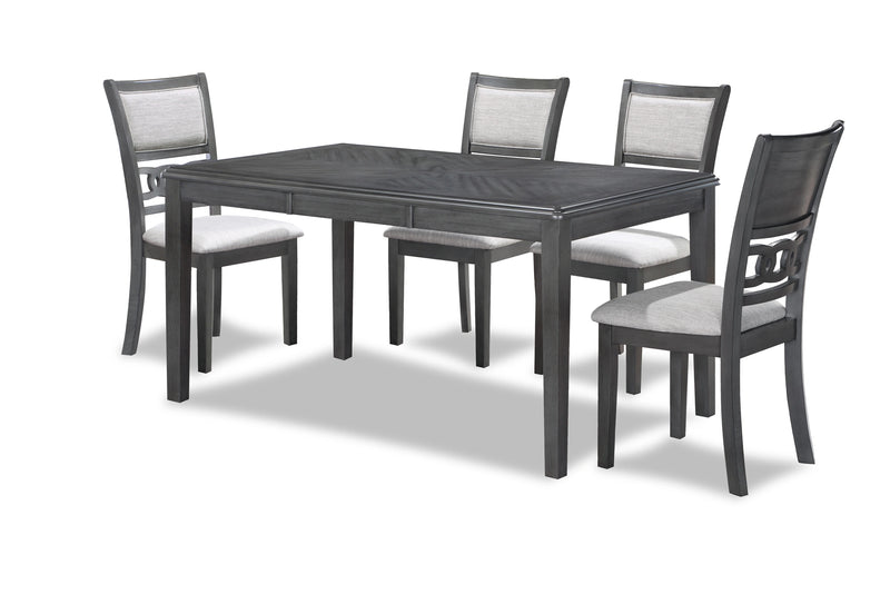 Gia 5 Pc 60" Dining Table & 4 Chairs-Gray