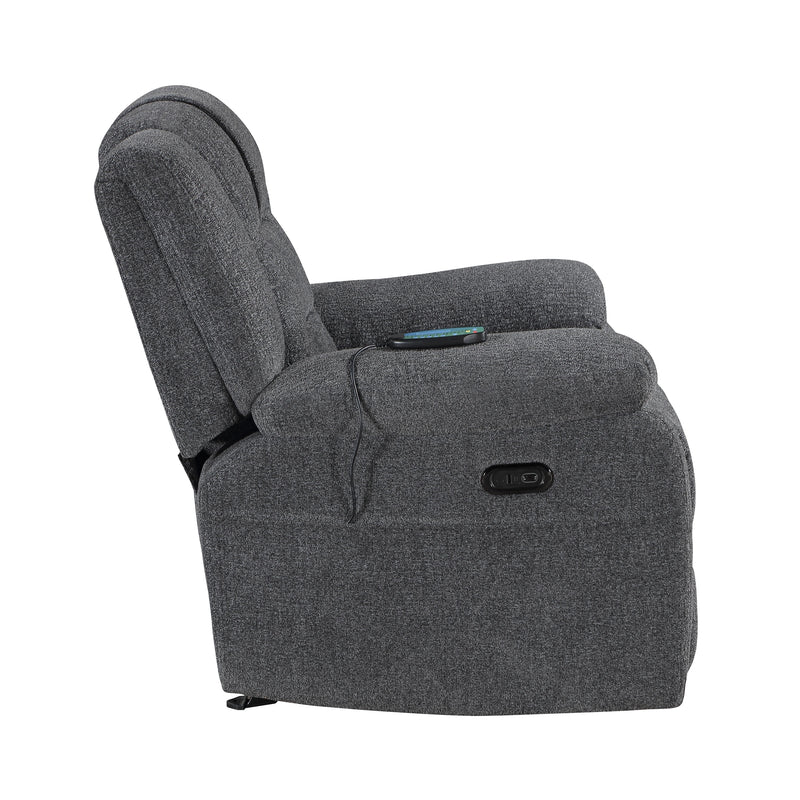 Redondo Glider Recliner W/Heat, Massage, Pwr Fr -Dk Gray