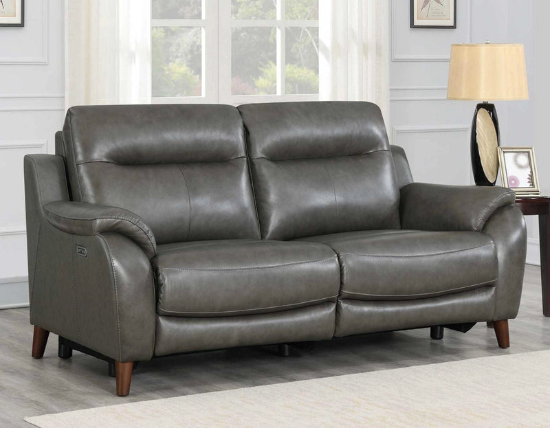 Steve Silver Trento Dual Power Leather Reclining Sofa in Charcoal