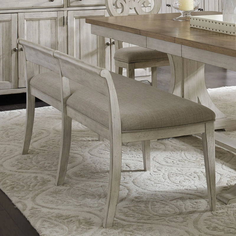 Farmhouse Reimagined Upholstered Bench (RTA) in Antique White image