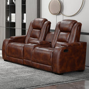 Chester Reclining Console Loveseat-Brown