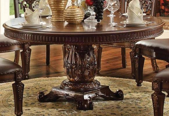 Acme Vendome Single Pedestal Round Dining Table with 60"D Table Top in Cherry 62015