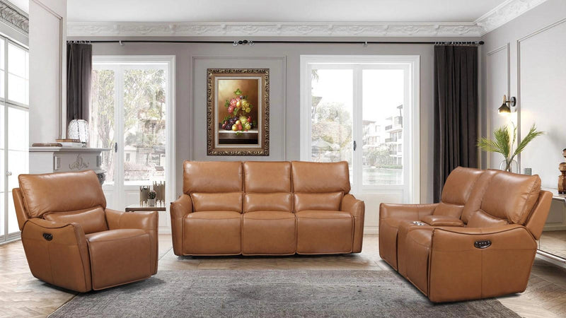 Leather Italia USA Portland Shae Glider Recliner in Desert