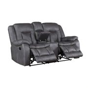 Morello Console Loveseat W/ Dual Recliners-Gray