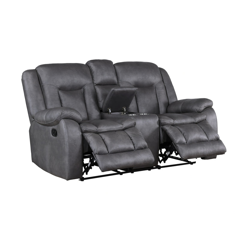 Morello Console Loveseat W/ Dual Recliners-Gray