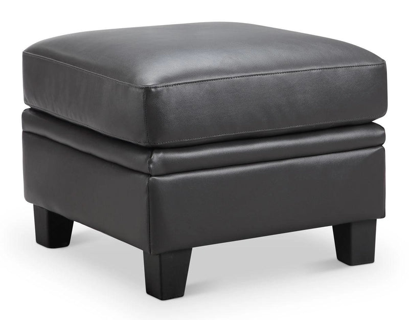 Leather Italia USA Cambria - Fletcher Ottoman in Charcoal