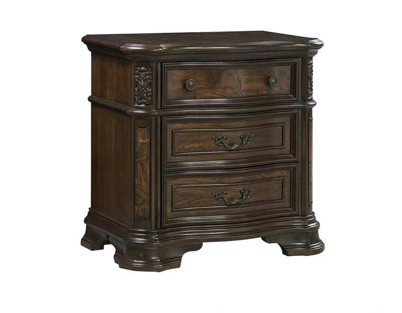Steve Silver Royale 3 Drawer Nightstand in Brown Cherry