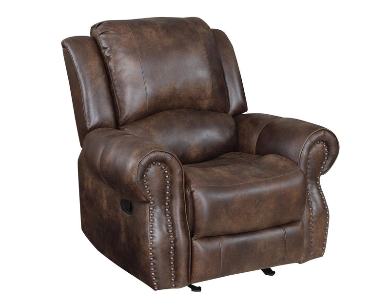 Steve Silver Navarro Manual Glider Recliner in Saddle Brown