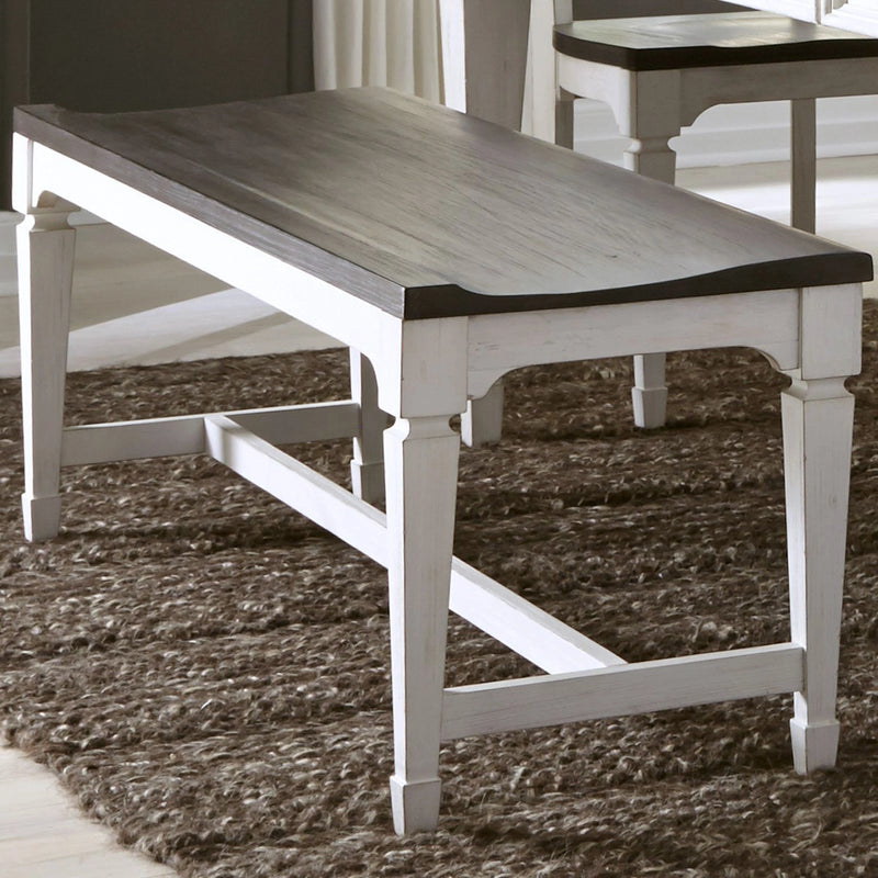 Allyson Park Wood Seat Bench in Wirebrushed White image