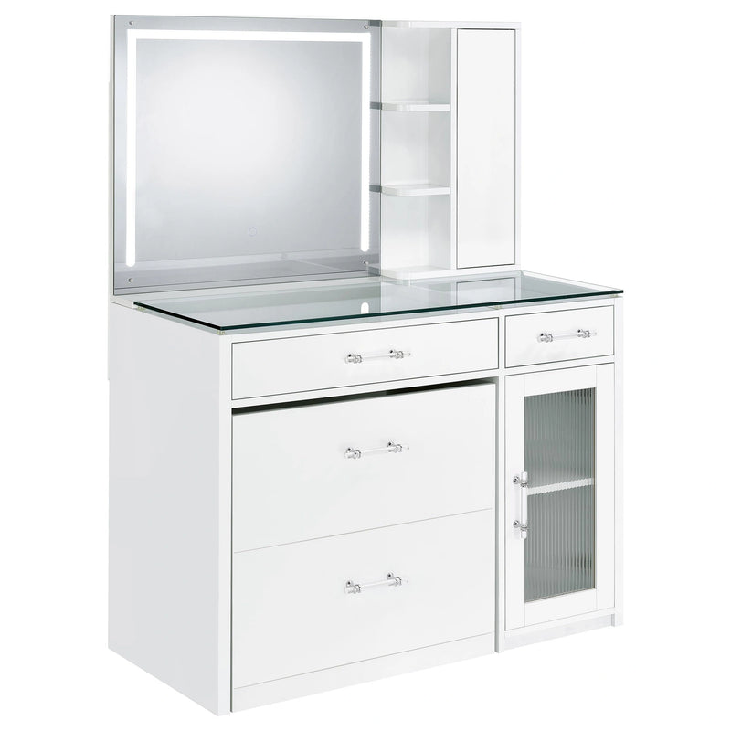 Flora Makeup Vanity Table with LED Mirror and Stool Set