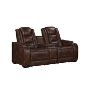 Chester Reclining Console Loveseat W/Pwr Hr & Fr-Brown