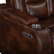 Chester Reclining Console Loveseat W/Pwr Hr & Fr-Brown