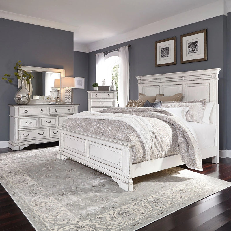 Abbey Park King California Panel Bed, Dresser & Mirror, Chest image