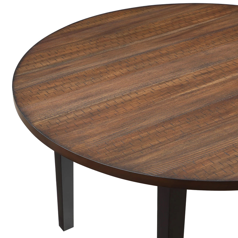 Potomac 48" Round Dining Table & 4 Chairs-Brown/Black
