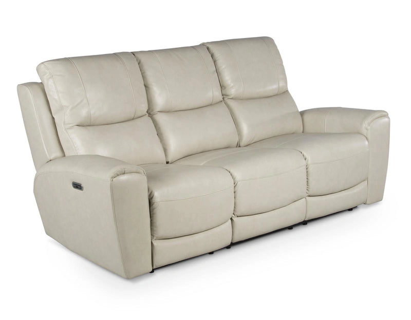 Steve Silver Laurel Leather Dual Power Reclining Sofa in Ivory