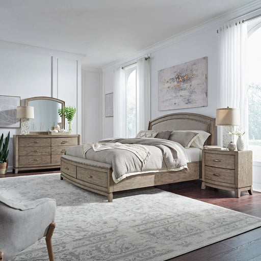 Avalon King California Uph Storage Bed, Dresser & Mirror, Night Stand image