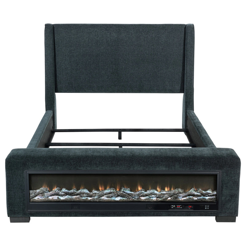 Preston Wingback Bed with Flame Visualizer and Bluetooth Speaker