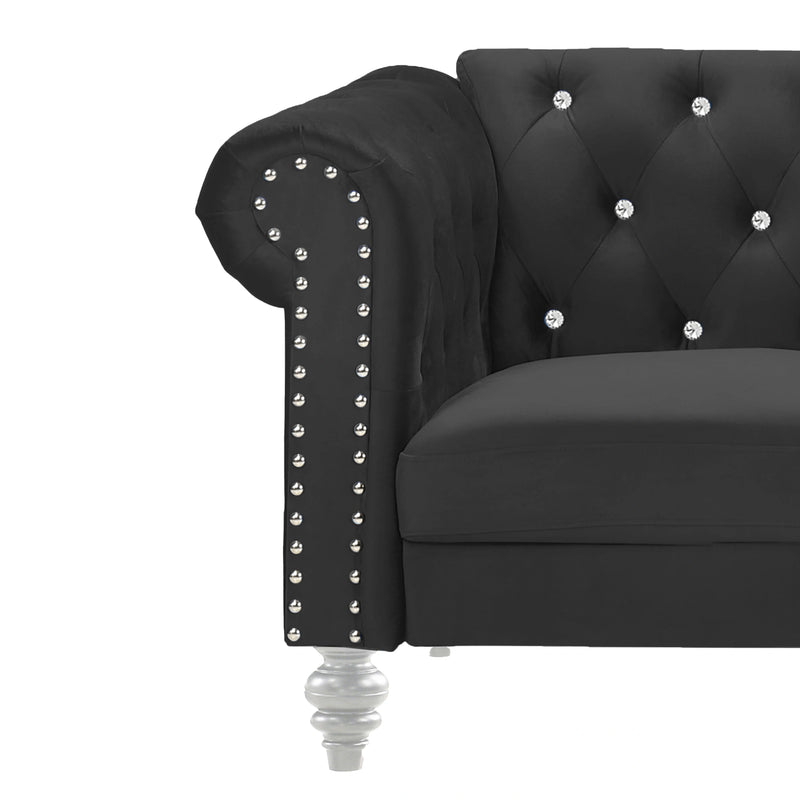 Emma Crystal Loveseat-Black