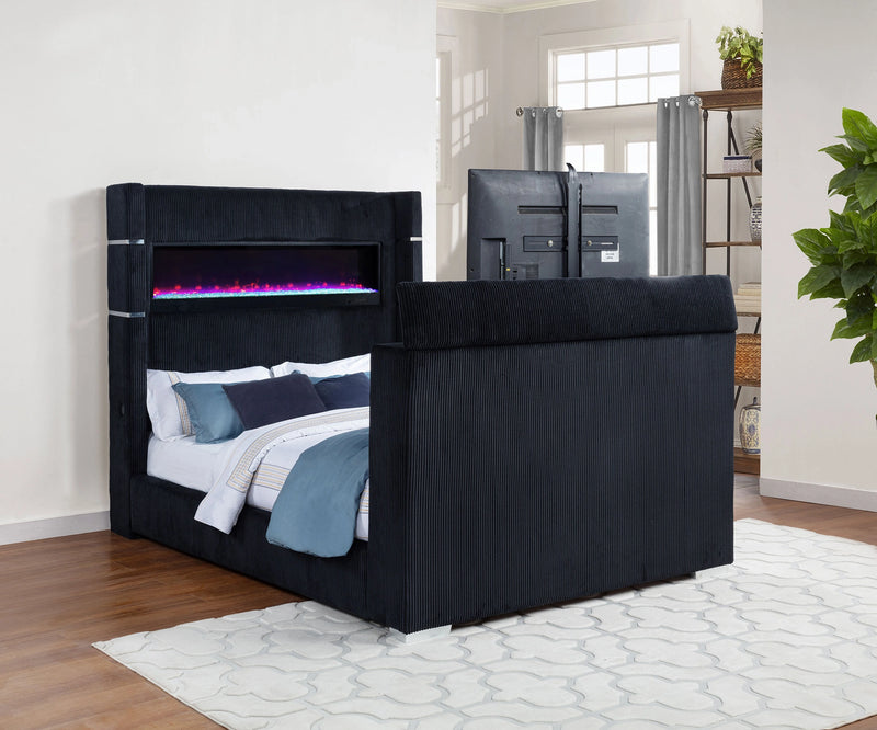 Tisdall Wingback TV Bed with Flame Visualizer