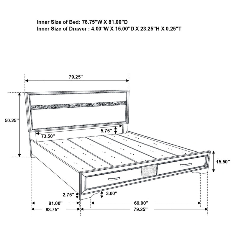 Miranda Panel Platform Storage Bed