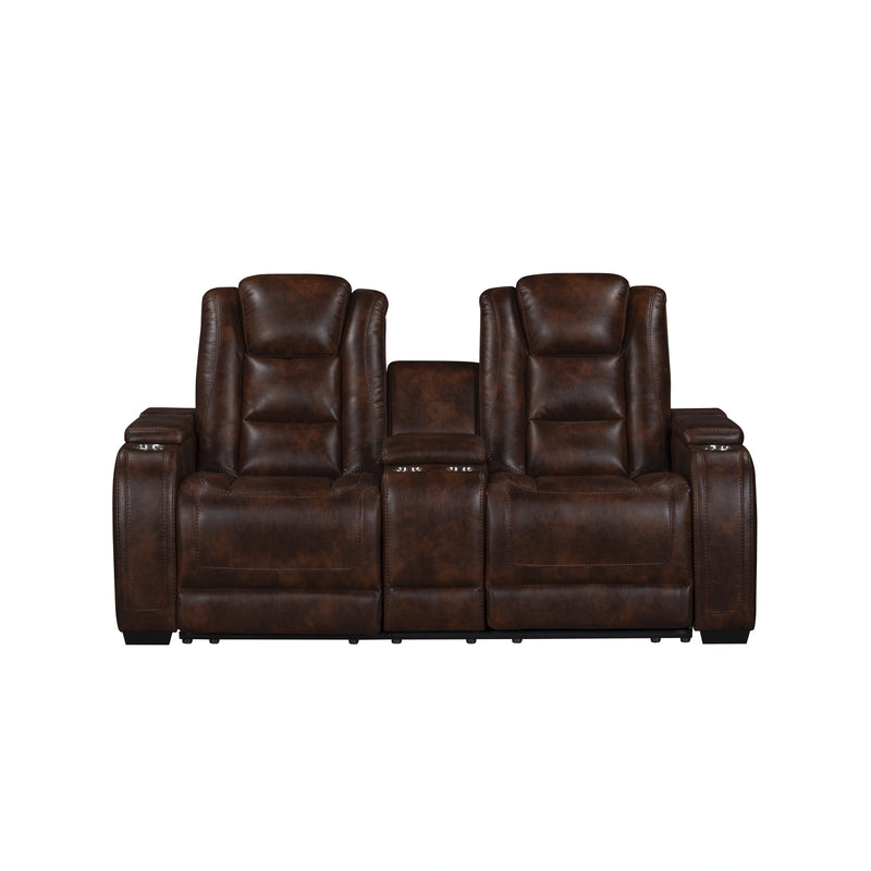 Chester Reclining Console Loveseat-Brown