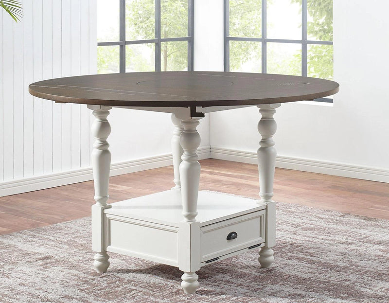 Steve Silver Joanna Round Counter Table in Two-tone Ivory and Mocha