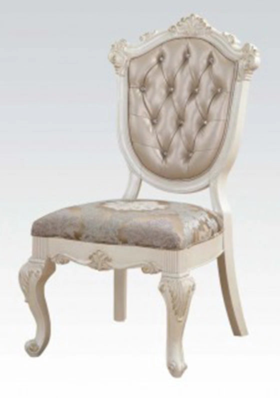 Acme Chantelle Side Chair in Rose Gold and Pearl White (Set of 2) 63542
