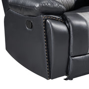 Nikko Console Loveseat W/ Dual Recliners-Black/Gray