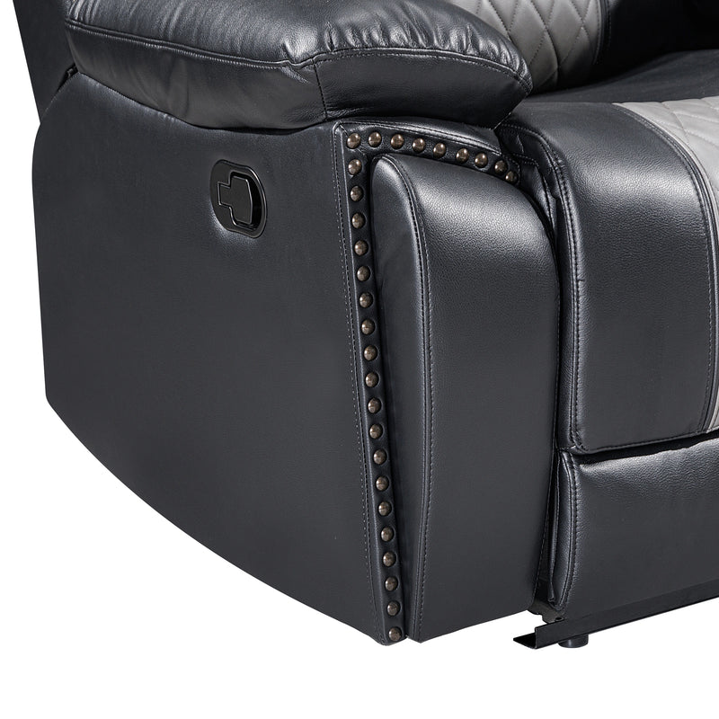 Nikko Console Loveseat W/ Dual Recliners-Black/Gray