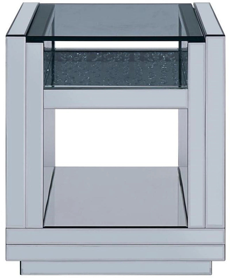 Acme Furniture Nysa End Table in Mirrored & Faux Crystals 81472
