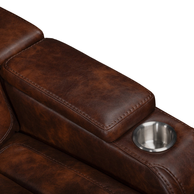 Chester Reclining Console Loveseat-Brown