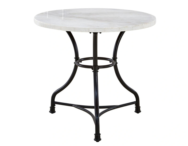 Steve Silver Claire Round White Marble Top Dining Table in White