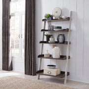 Farmhouse Leaning Bookcase in White/Oak image
