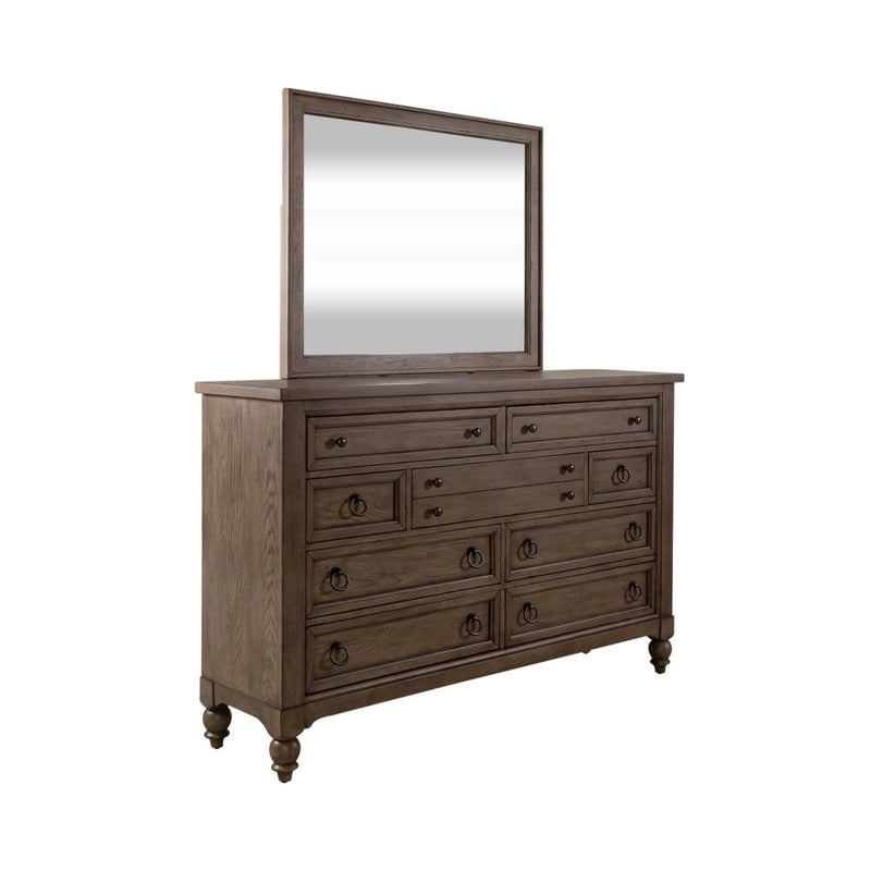 Americana Farmhouse Sleigh Bed, Dresser & Mirror image