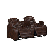 Chester Reclining Console Loveseat W/Pwr Hr & Fr-Brown
