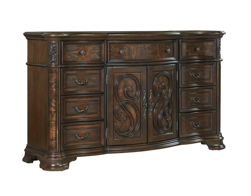 Steve Silver Royale 9 Drawer Dresser in Brown Cherry