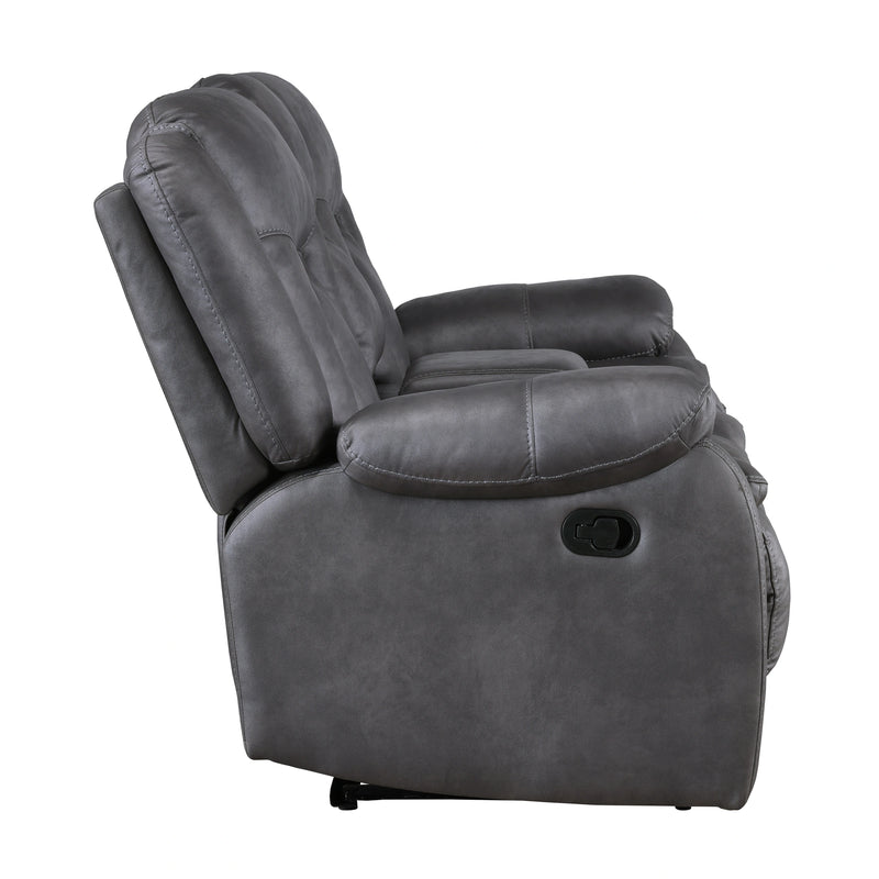 Morello Console Loveseat W/ Dual Recliners-Gray