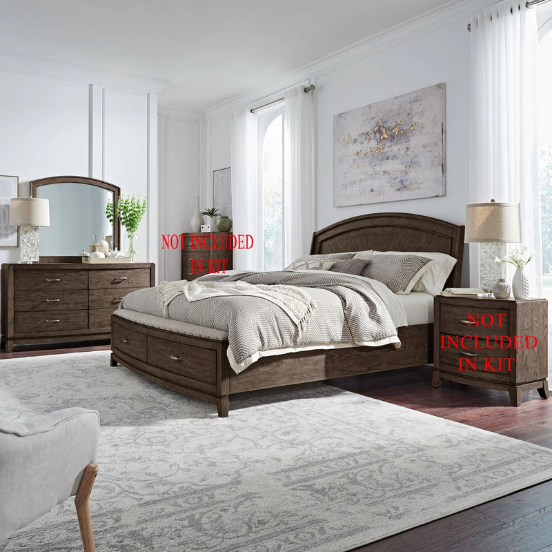 Avalon King Panel Storage Bed, Dresser & Mirror image